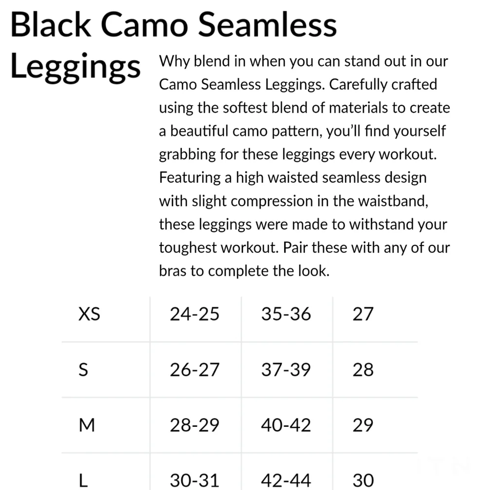 NVGTN Black Camo Seamless Legging NWT XS - Picture 5 of 5